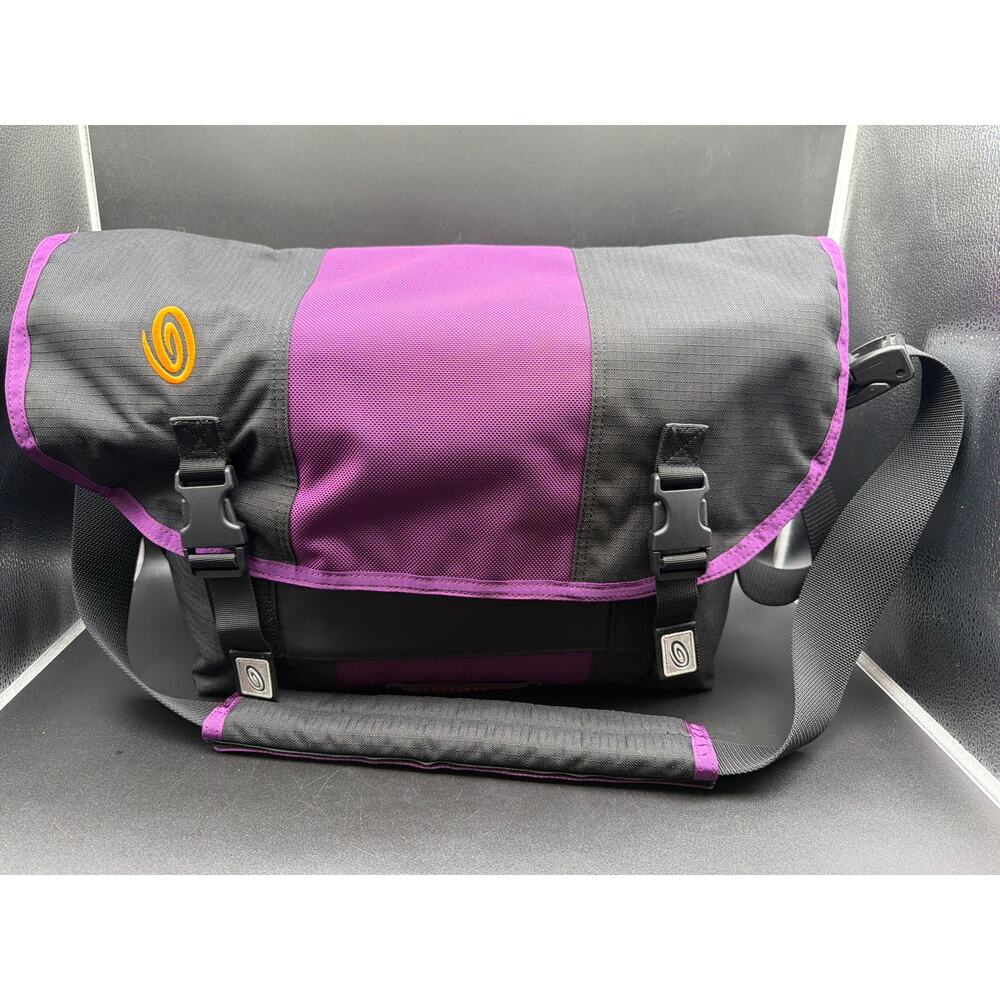 Vintage Timbuk2 Classic Messenger Bag Large Gray Purple Laptop Crossbody